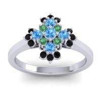 Swiss Blue Topaz Fashion Ring In 18k White Gold With Emerald And Black Onyx – Kakara Simple Ring