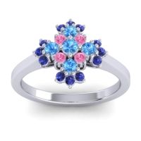 Swiss Blue Topaz Fashion Ring In Platinum With Pink Tourmaline And Blue Sapphire – Kakara Simple Ring