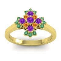 Amethyst Fashion Ring In 18k Yellow Gold With Citrine And Emerald – Kakara Simple Ring