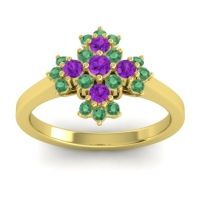 Amethyst Fashion Ring In 14k Yellow Gold With Emerald – Kakara Simple Ring