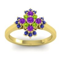 Amethyst Fashion Ring In 18k Yellow Gold With Peridot And Blue Sapphire – Kakara Simple Ring