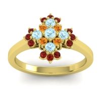 Aquamarine Fashion Ring In 18k Yellow Gold With Citrine And Garnet – Kakara Simple Ring