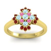 Aquamarine Fashion Ring In 18k Yellow Gold With Pink Tourmaline And Garnet – Kakara Simple Ring