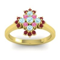 Aquamarine Fashion Ring In 18k Yellow Gold With Pink Tourmaline And Ruby – Kakara Simple Ring