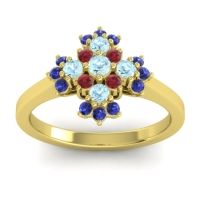 Aquamarine Fashion Ring In 18k Yellow Gold With Ruby And Blue Sapphire – Kakara Simple Ring