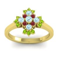 Aquamarine Fashion Ring In 18k Yellow Gold With Ruby And Peridot – Kakara Simple Ring