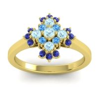 Aquamarine Fashion Ring In 18k Yellow Gold With Swiss Blue Topaz And Blue Sapphire – Kakara Simple Ring