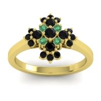 Black Onyx Fashion Ring In 18k Yellow Gold With Emerald – Kakara Simple Ring