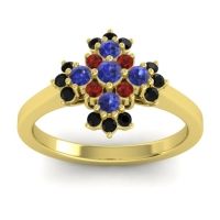Blue Sapphire Fashion Ring In 18k Yellow Gold With Garnet And Black Onyx – Kakara Simple Ring