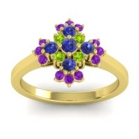 Blue Sapphire Fashion Ring In 18k Yellow Gold With Peridot And Amethyst – Kakara Simple Ring