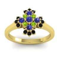 Blue Sapphire Fashion Ring In 18k Yellow Gold With Peridot And Black Onyx – Kakara Simple Ring