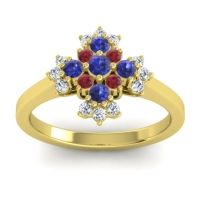 Blue Sapphire Fashion Ring In 14k Yellow Gold With Ruby And Lab Diamond – Kakara Simple Ring