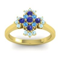 Blue Sapphire Fashion Ring In 18k Yellow Gold With Swiss Blue Topaz And Aquamarine – Kakara Simple Ring