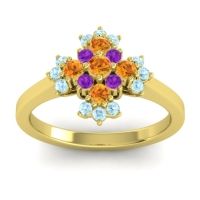 Citrine Fashion Ring In 18k Yellow Gold With Amethyst And Aquamarine – Kakara Simple Ring