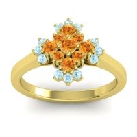 Citrine Fashion Ring In 18k Yellow Gold With Aquamarine – Kakara Simple Ring