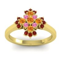 Citrine Fashion Ring In 18k Yellow Gold With Pink Tourmaline And Garnet – Kakara Simple Ring