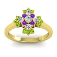 Diamond Fashion Ring In 14k Yellow Gold With Amethyst And Peridot – Kakara Simple Ring