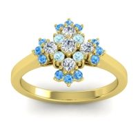 Diamond Fashion Ring In 14k Yellow Gold With Aquamarine And Swiss Blue Topaz – Kakara Simple Ring