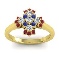 Lab Diamond Fashion Ring In 18k Yellow Gold With Blue Sapphire And Ruby – Kakara Simple Ring