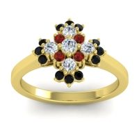 Diamond Fashion Ring In 14k Yellow Gold With Garnet And Black Onyx – Kakara Simple Ring