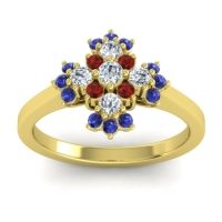 Diamond Fashion Ring In 14k Yellow Gold With Garnet And Blue Sapphire – Kakara Simple Ring
