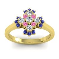 Lab Diamond Fashion Ring In 18k Yellow Gold With Pink Tourmaline And Blue Sapphire – Kakara Simple Ring