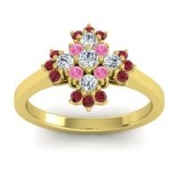 Diamond Fashion Ring In 14k Yellow Gold With Pink Tourmaline And Ruby – Kakara Simple Ring