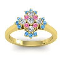Lab Diamond Fashion Ring In 18k Yellow Gold With Pink Tourmaline And Swiss Blue Topaz – Kakara Simple Ring