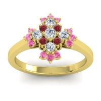 Lab Diamond Fashion Ring In 14k Yellow Gold With Ruby And Pink Tourmaline – Kakara Simple Ring