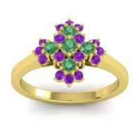Emerald Fashion Ring In 14k Yellow Gold With Amethyst – Kakara Simple Ring