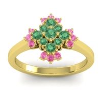 Emerald Fashion Ring In 14k Yellow Gold With Pink Tourmaline – Kakara Simple Ring