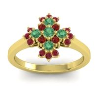 Emerald Fashion Ring In 14k Yellow Gold With Garnet And Ruby – Kakara Simple Ring