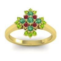 Emerald Fashion Ring In 14k Yellow Gold With Ruby And Peridot – Kakara Simple Ring
