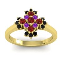 Garnet Fashion Ring In 18k Yellow Gold With Amethyst And Black Onyx – Kakara Simple Ring