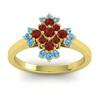 Garnet Fashion Ring In 18k Yellow Gold With Swiss Blue Topaz – Kakara Simple Ring