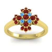 Garnet Fashion Ring In 18k Yellow Gold With Swiss Blue Topaz – Kakara Simple Ring