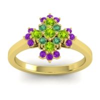 Peridot Fashion Ring In 18k Yellow Gold With Emerald And Amethyst – Kakara Simple Ring