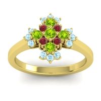 Peridot Fashion Ring In 18k Yellow Gold With Ruby And Aquamarine – Kakara Simple Ring