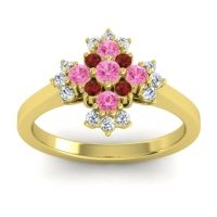 Pink Tourmaline Fashion Ring In 18k Yellow Gold With Garnet And Lab Diamond – Kakara Simple Ring
