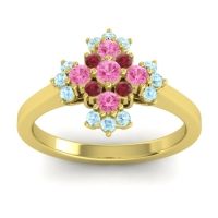 Pink Tourmaline Fashion Ring In 18k Yellow Gold With Ruby And Aquamarine – Kakara Simple Ring
