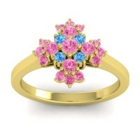 Pink Tourmaline Fashion Ring In 18k Yellow Gold With Swiss Blue Topaz – Kakara Simple Ring