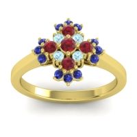 Ruby Fashion Ring In 18k Yellow Gold With Aquamarine And Blue Sapphire – Kakara Simple Ring