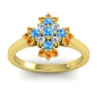 Swiss Blue Topaz Fashion Ring In 18k Yellow Gold With Lab Diamond And Citrine – Kakara Simple Ring