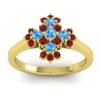 Swiss Blue Topaz Fashion Ring In 18k Yellow Gold With Garnet – Kakara Simple Ring