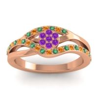 Amethyst Fashion Ring In 14K Rose Gold With Emerald And Citrine – Zami Simple Ring