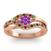 Amethyst Fashion Ring In 14K Rose Gold With Emerald And Garnet – Zami Simple Ring