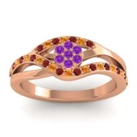 Amethyst Fashion Ring In 14K Rose Gold With Garnet And Citrine – Zami Simple Ring