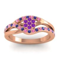 Amethyst Fashion Ring In 14K Rose Gold With Pink Tourmaline And Blue Sapphire – Zami Simple Ring