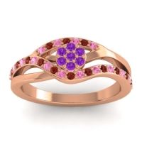 Amethyst Fashion Ring In 14K Rose Gold With Pink Tourmaline And Garnet – Zami Simple Ring