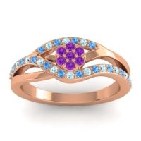 Amethyst Fashion Ring In 14K Rose Gold With Swiss Blue Topaz And Aquamarine – Zami Simple Ring